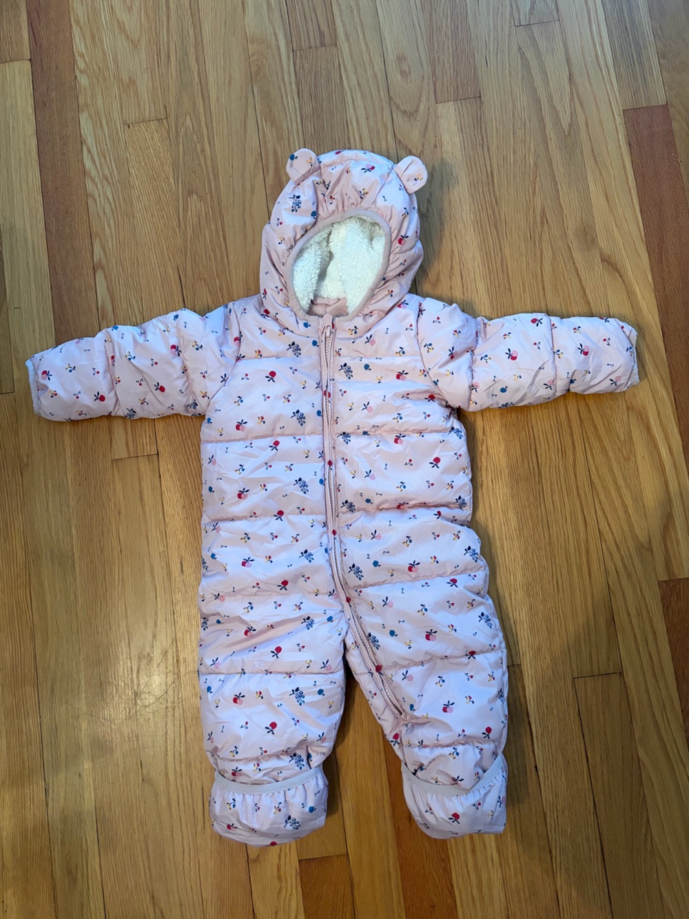 Baby Gap | ColdControl Max | Pink Floral Puffer Snowsuit Bunting | Size 6-12M